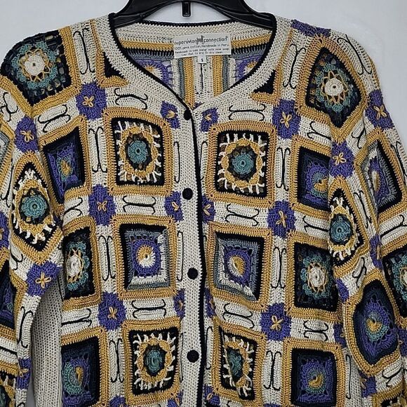 Peruvian Connection Handmade Pima Cotton Knit Cardigan Size Small - Picture 3 of 13